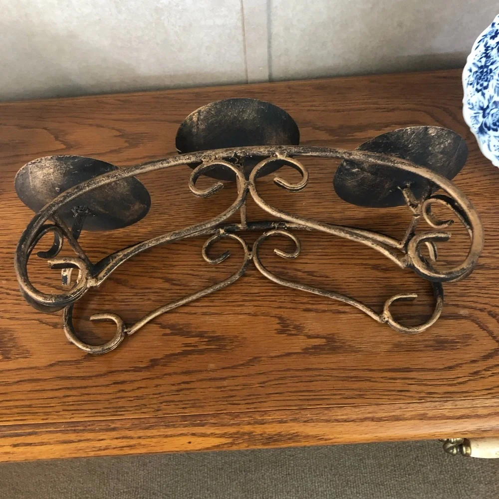 COPY - Wrought Iron Three Tier Pillar Candle Holder